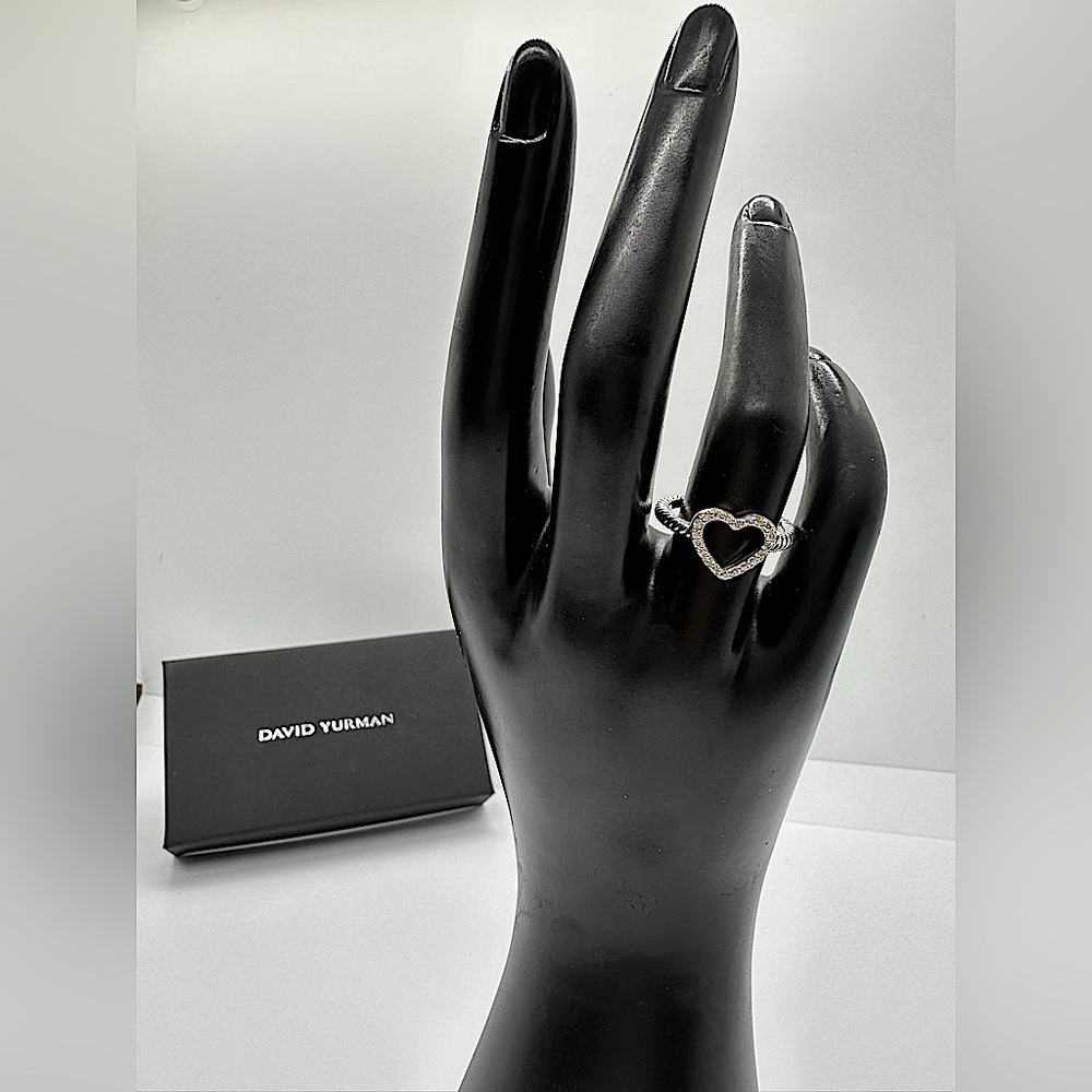 DAVID YURMAN Sterling Silver 925 Classic Cable Heart Ring Size 8